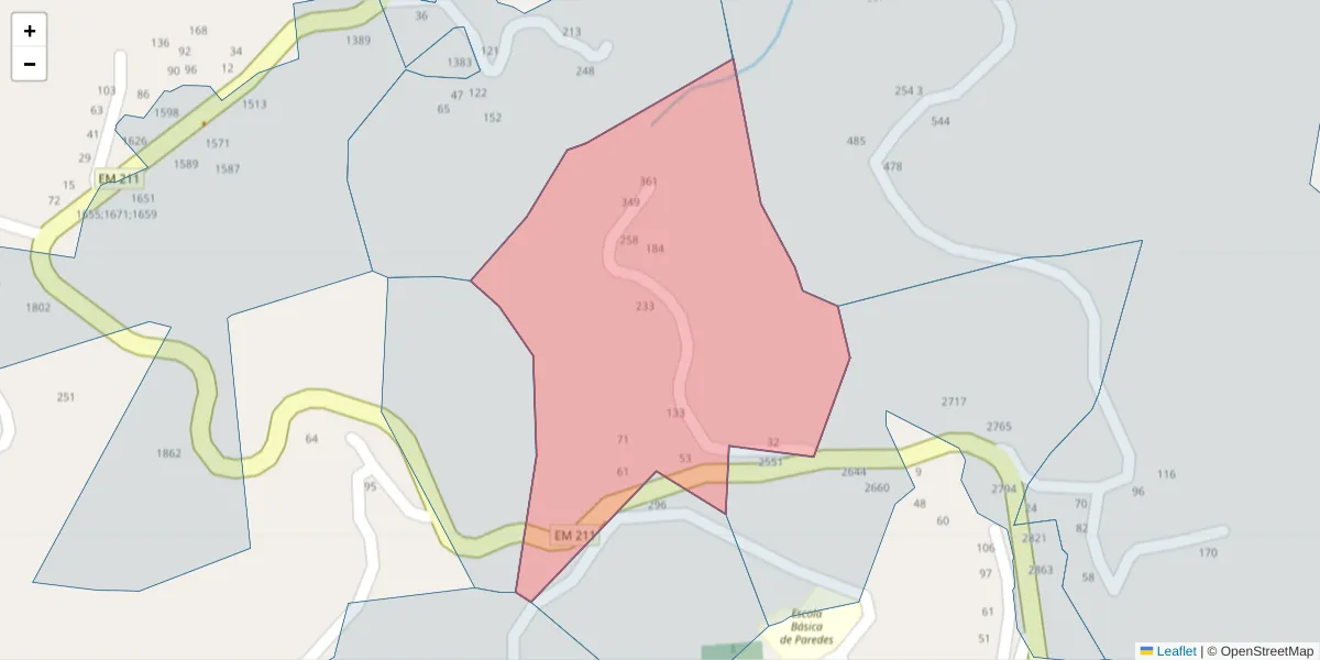 Mapa detalhado do código postal 4630-581 com limites, códigos postais vizinhos e agências dos correios