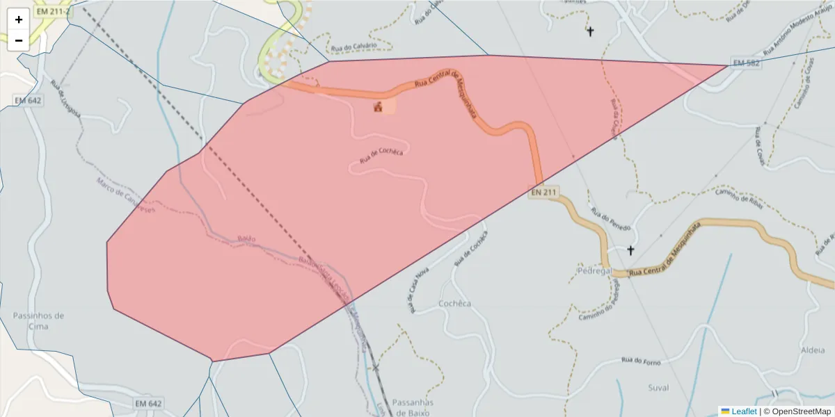 Mapa detalhado do código postal 4630-593 com limites, códigos postais vizinhos e agências dos correios