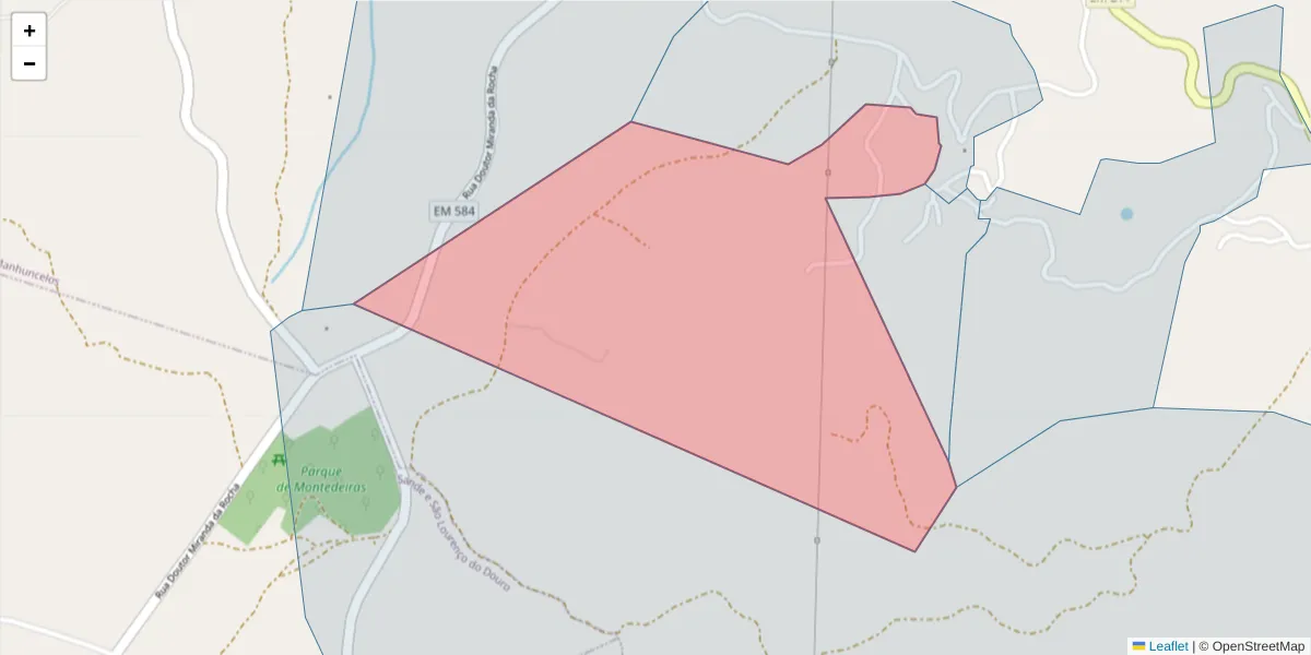 Mapa detalhado do código postal 4630-595 com limites, códigos postais vizinhos e agências dos correios