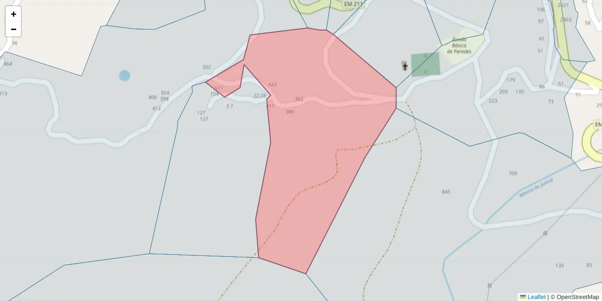 Mapa detalhado do código postal 4630-596 com limites, códigos postais vizinhos e agências dos correios