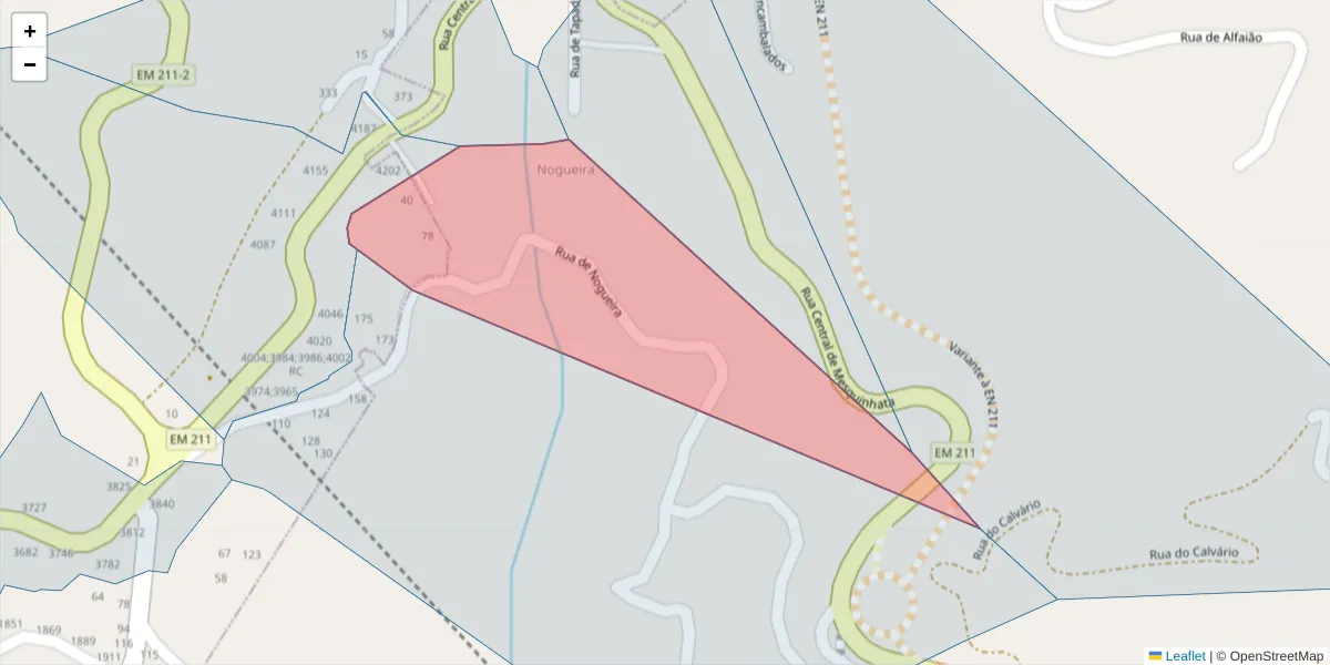 Mapa detalhado do código postal 4630-597 com limites, códigos postais vizinhos e agências dos correios