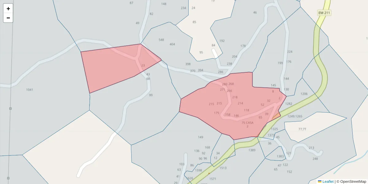 Mapa detalhado do código postal 4630-607 com limites, códigos postais vizinhos e agências dos correios