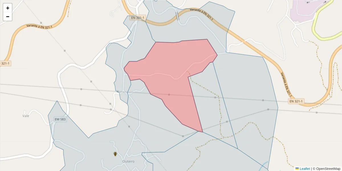 Mapa detalhado do código postal 4630-612 com limites, códigos postais vizinhos e agências dos correios
