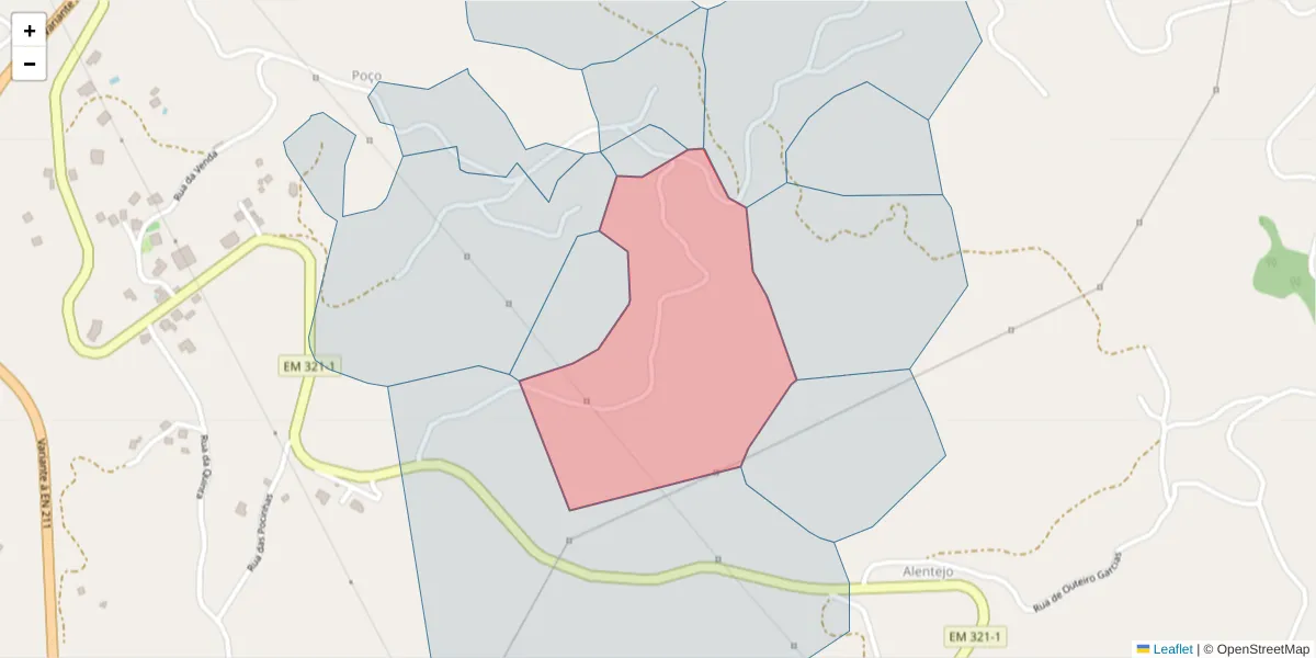 Mapa detalhado do código postal 4630-613 com limites, códigos postais vizinhos e agências dos correios