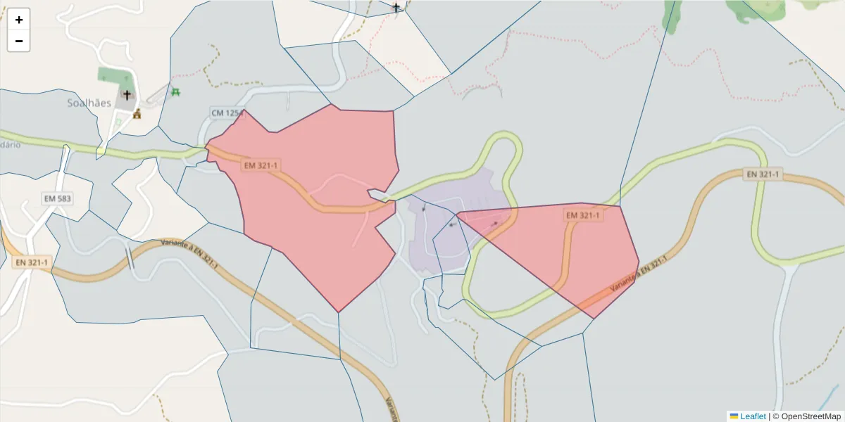 Mapa detalhado do código postal 4630-632 com limites, códigos postais vizinhos e agências dos correios