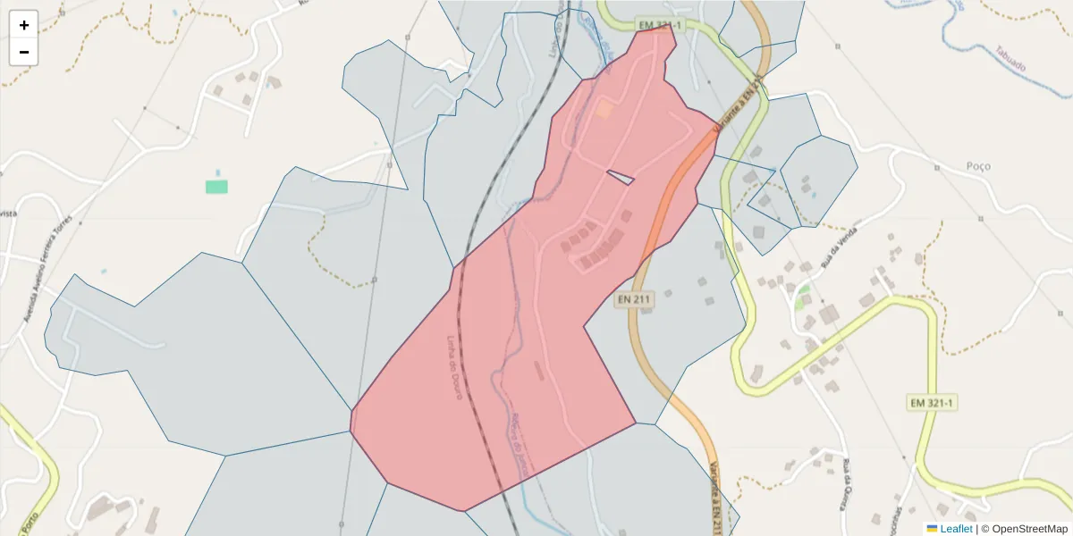 Mapa detalhado do código postal 4630-634 com limites, códigos postais vizinhos e agências dos correios