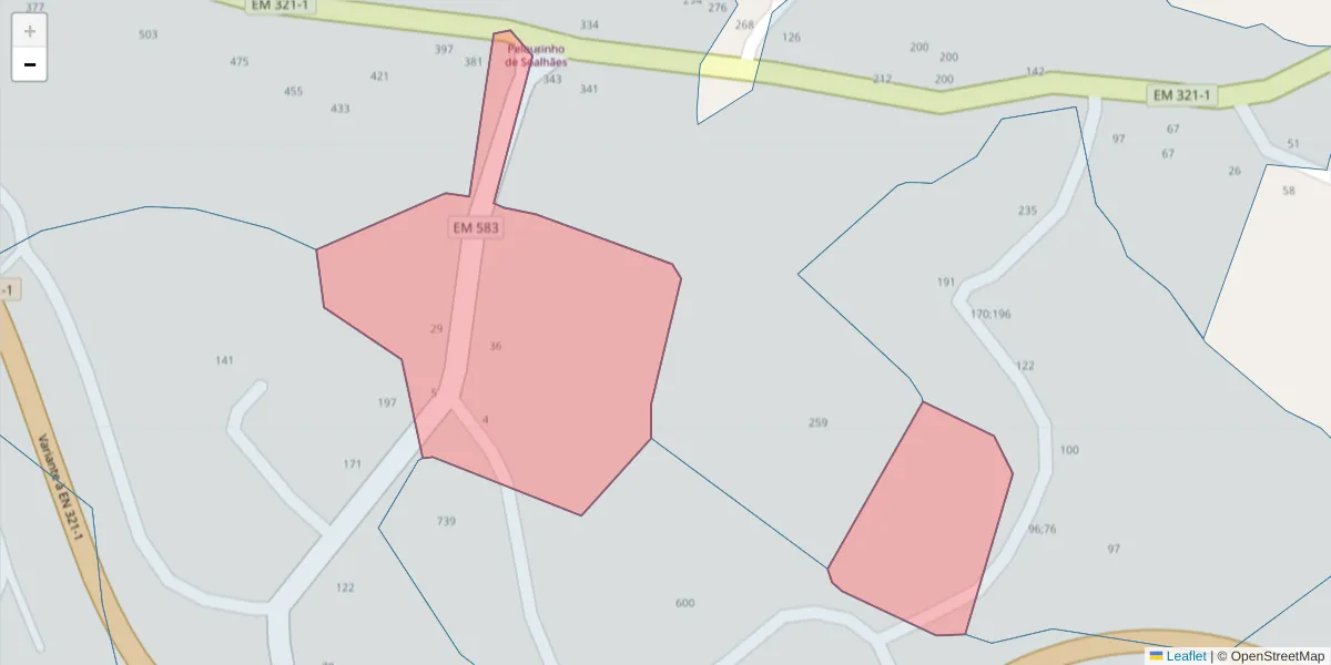 Mapa detalhado do código postal 4630-636 com limites, códigos postais vizinhos e agências dos correios