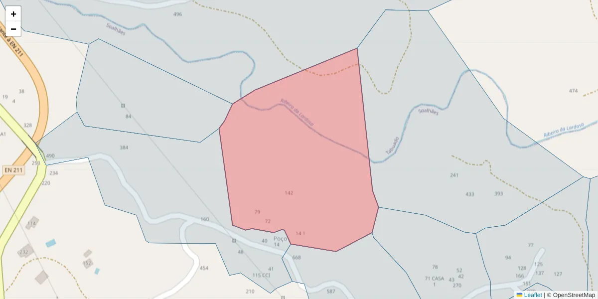 Mapa detalhado do código postal 4630-639 com limites, códigos postais vizinhos e agências dos correios