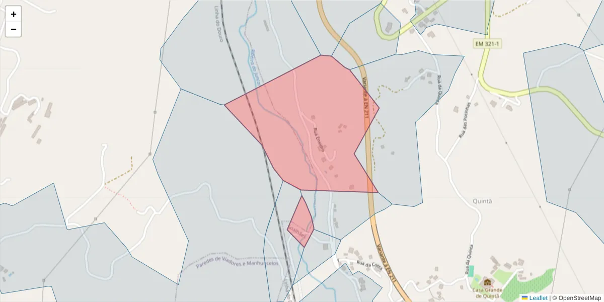 Mapa detalhado do código postal 4630-673 com limites, códigos postais vizinhos e agências dos correios