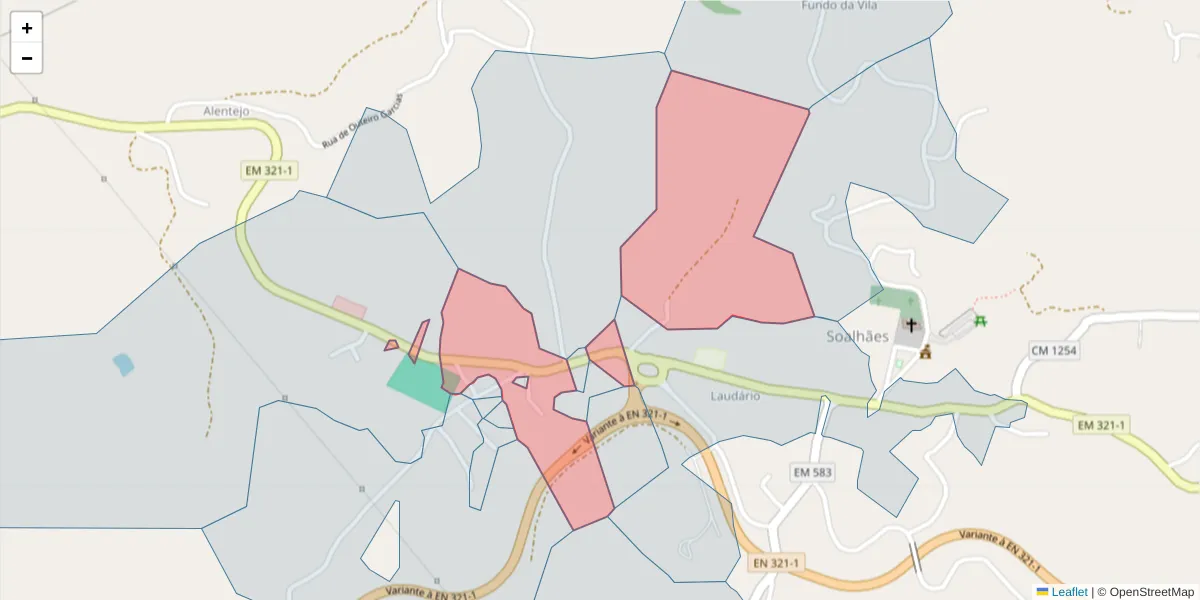 Mapa detalhado do código postal 4630-688 com limites, códigos postais vizinhos e agências dos correios