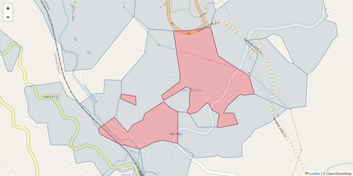 Mapa detalhado do código postal 4630-743 com limites, códigos postais vizinhos e agências dos correios