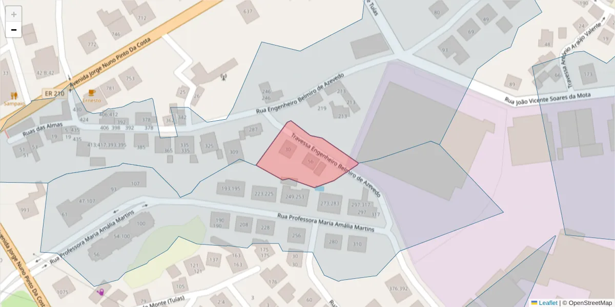 Mapa detalhado do código postal 4630-781 com limites, códigos postais vizinhos e agências dos correios