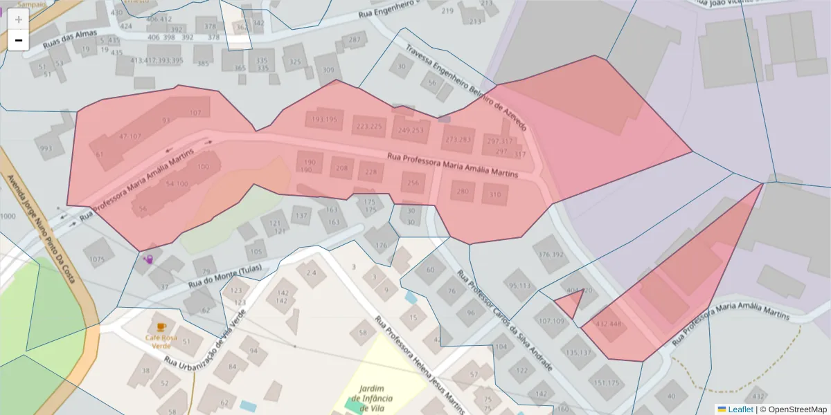 Mapa detalhado do código postal 4630-782 com limites, códigos postais vizinhos e agências dos correios