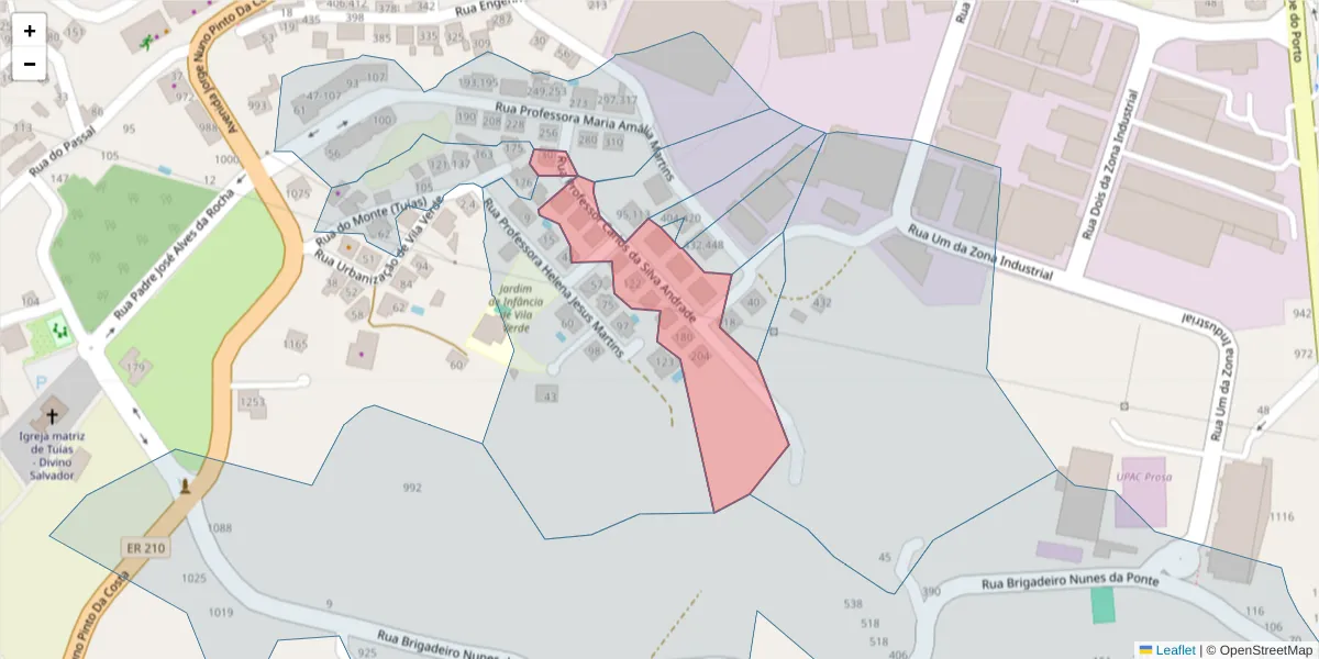 Mapa detalhado do código postal 4630-784 com limites, códigos postais vizinhos e agências dos correios