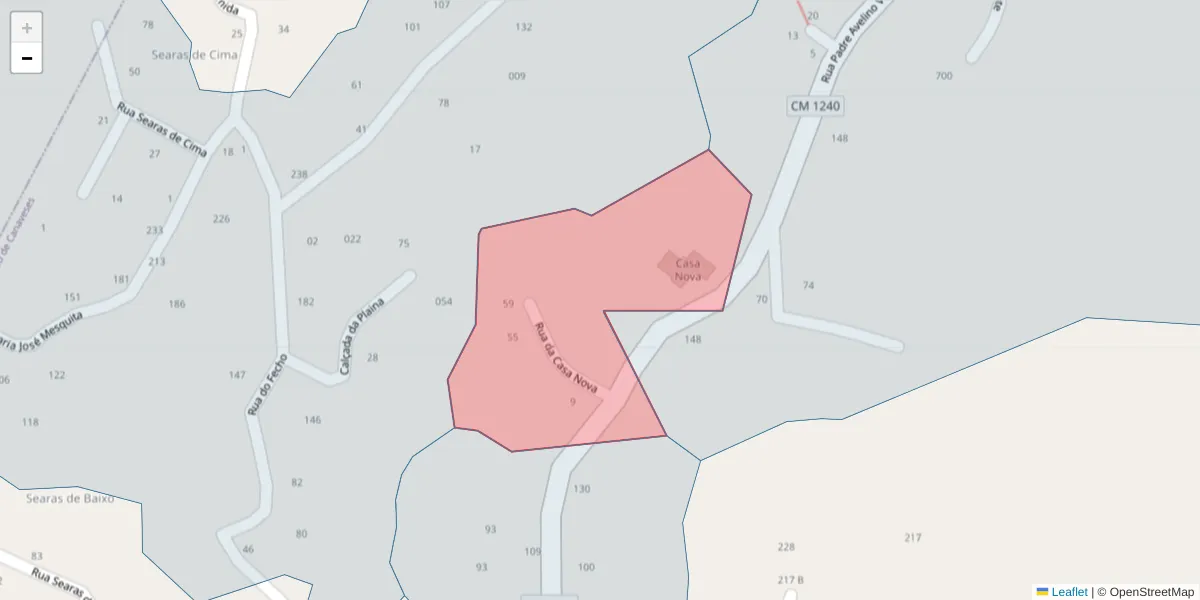 Mapa detalhado do código postal 4635-018 com limites, códigos postais vizinhos e agências dos correios