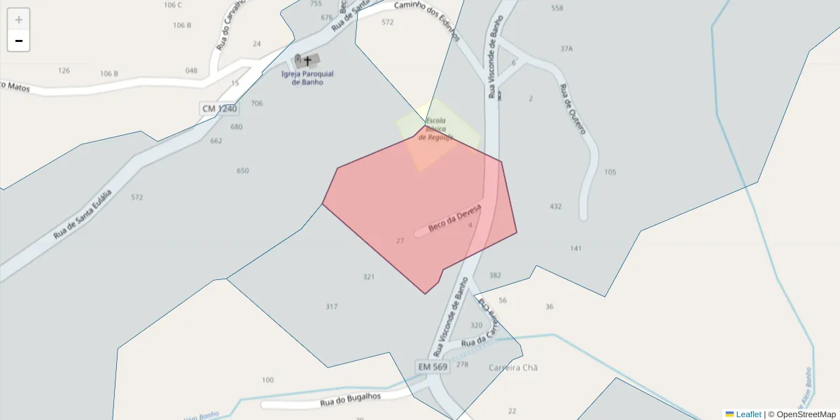 Mapa detalhado do código postal 4635-023 com limites, códigos postais vizinhos e agências dos correios
