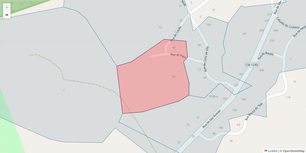 Mapa detalhado do código postal 4635-040 com limites, códigos postais vizinhos e agências dos correios
