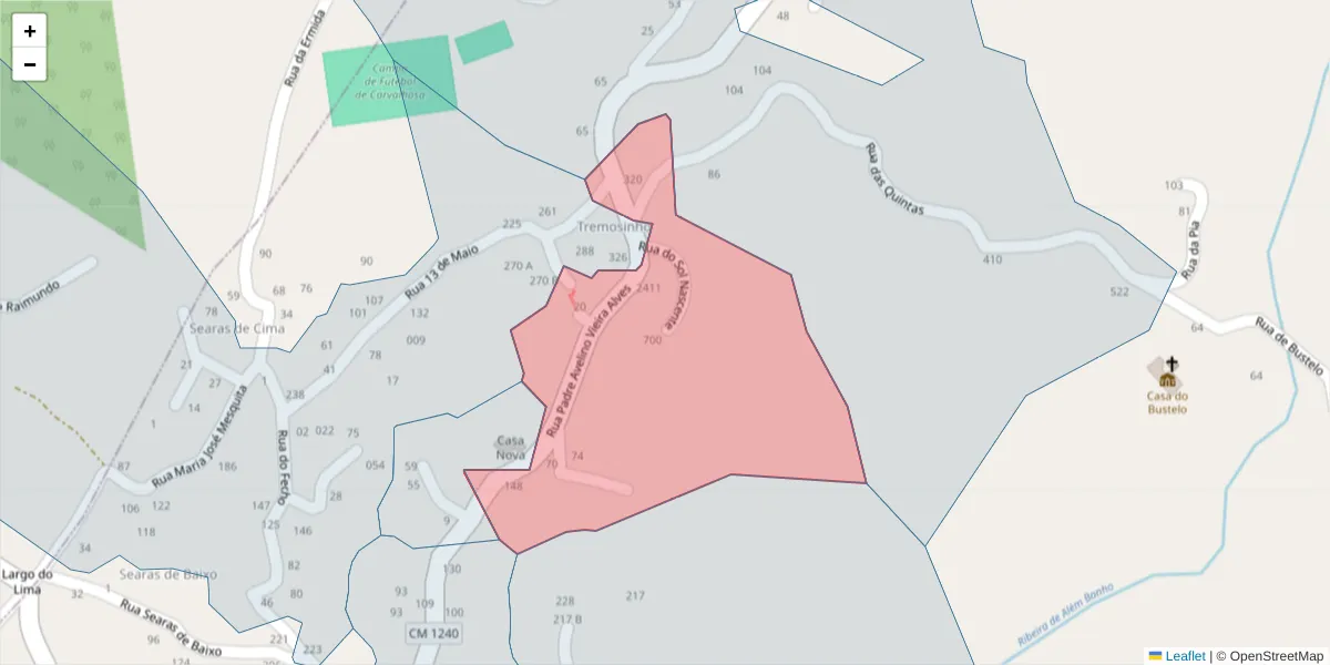Mapa detalhado do código postal 4635-058 com limites, códigos postais vizinhos e agências dos correios