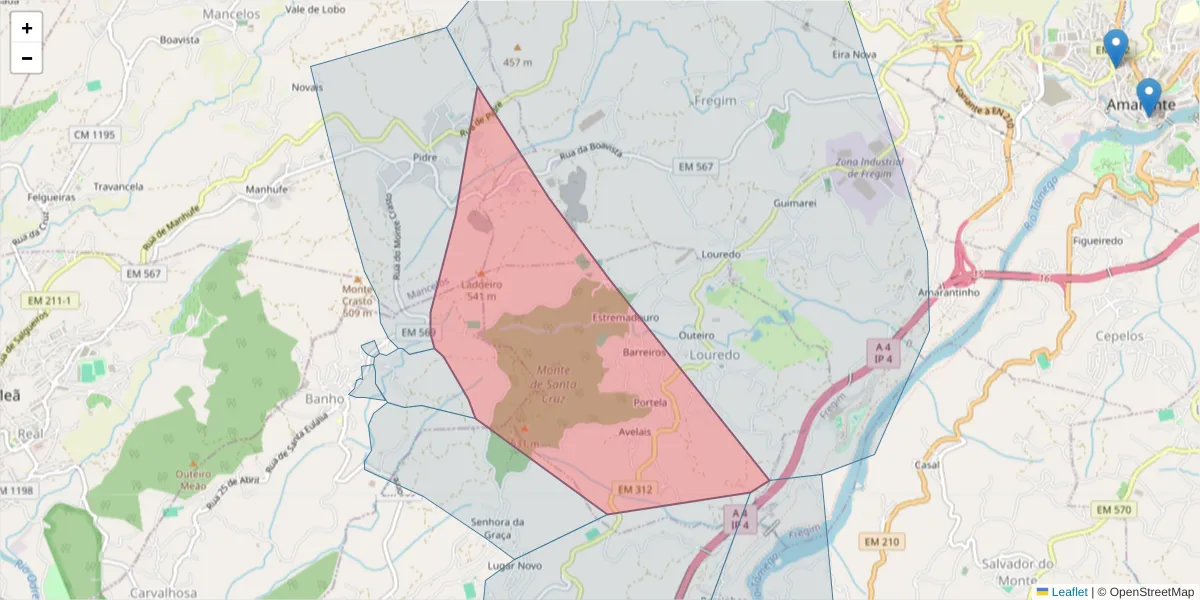 Mapa detalhado do código postal 4635-060 com limites, códigos postais vizinhos e agências dos correios