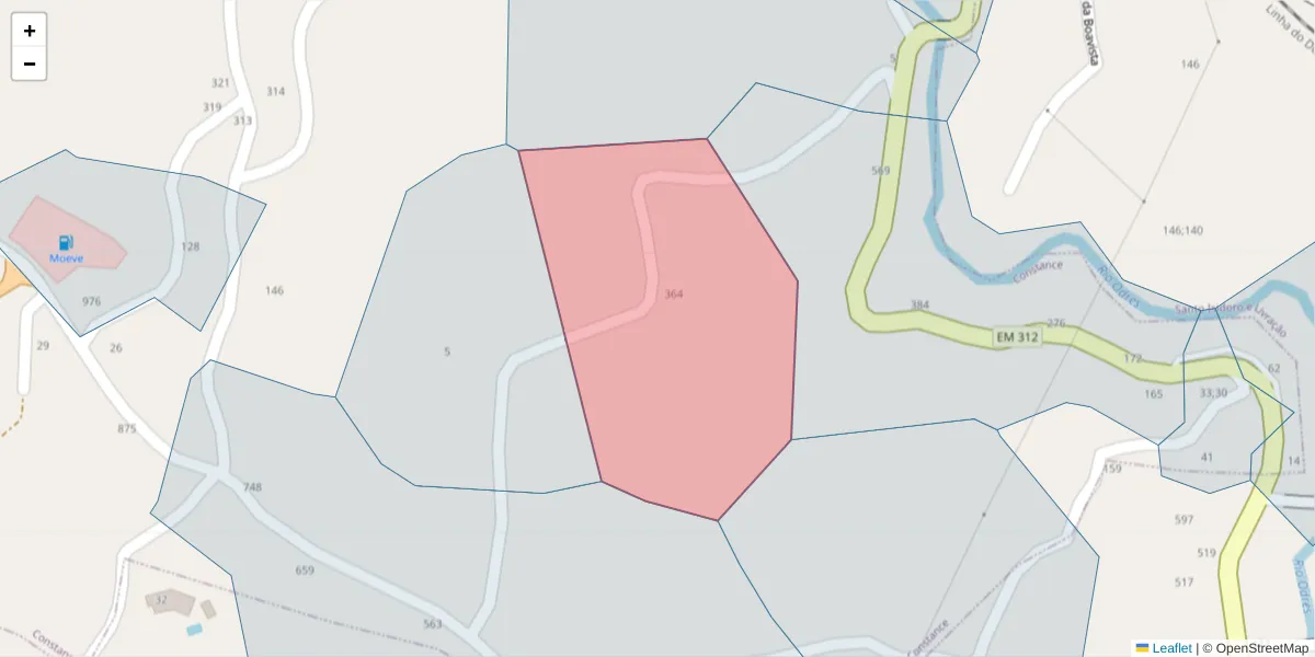 Mapa detalhado do código postal 4635-063 com limites, códigos postais vizinhos e agências dos correios