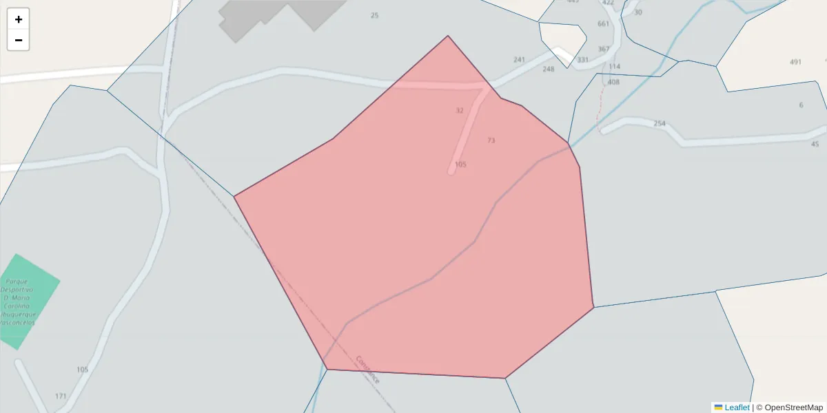 Mapa detalhado do código postal 4635-077 com limites, códigos postais vizinhos e agências dos correios