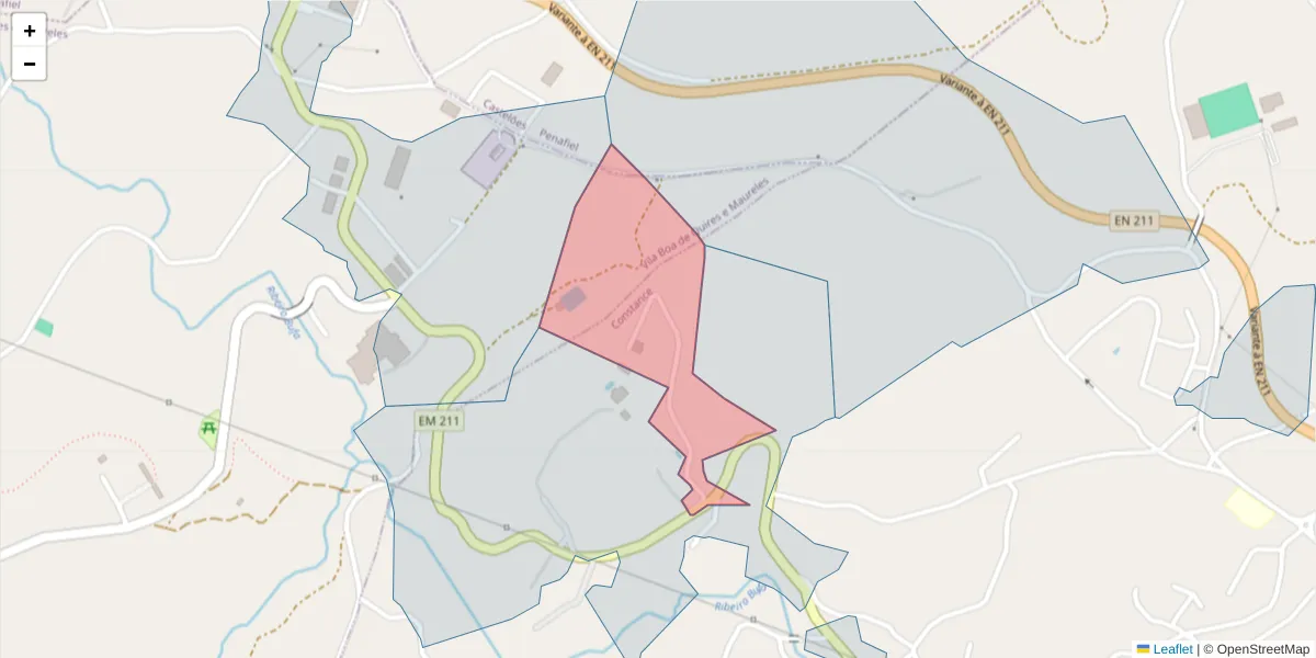 Mapa detalhado do código postal 4635-082 com limites, códigos postais vizinhos e agências dos correios
