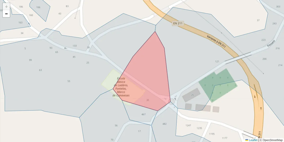 Mapa detalhado do código postal 4635-103 com limites, códigos postais vizinhos e agências dos correios