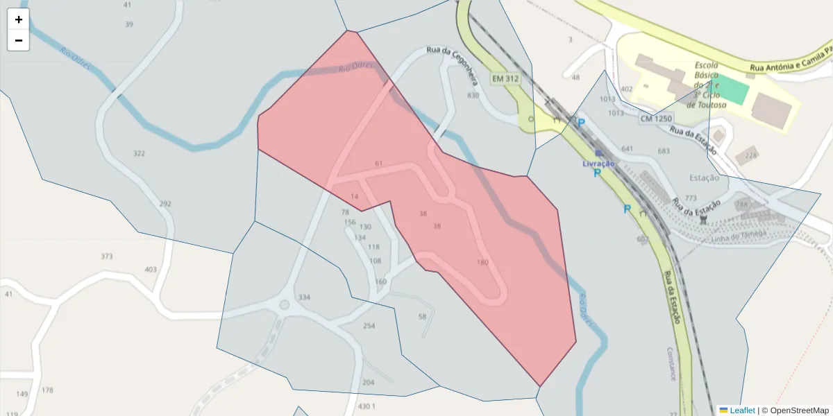 Mapa detalhado do código postal 4635-108 com limites, códigos postais vizinhos e agências dos correios