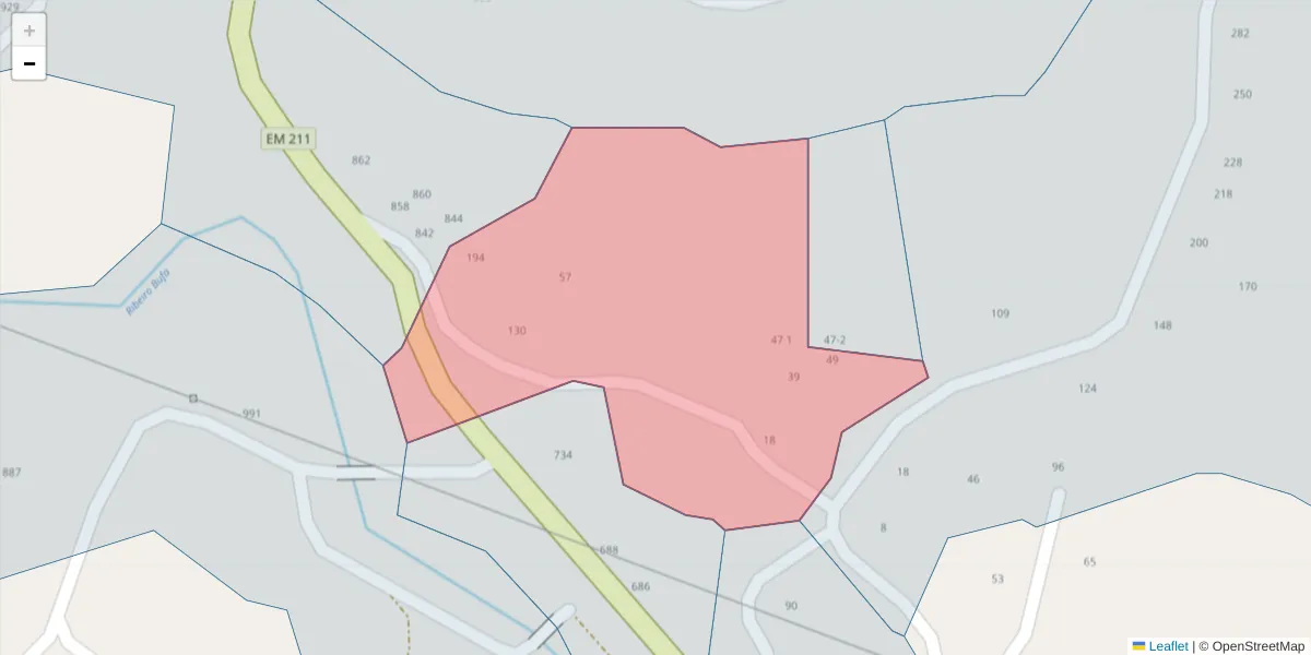 Mapa detalhado do código postal 4635-111 com limites, códigos postais vizinhos e agências dos correios