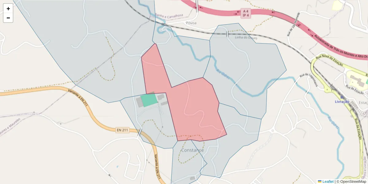 Mapa detalhado do código postal 4635-146 com limites, códigos postais vizinhos e agências dos correios