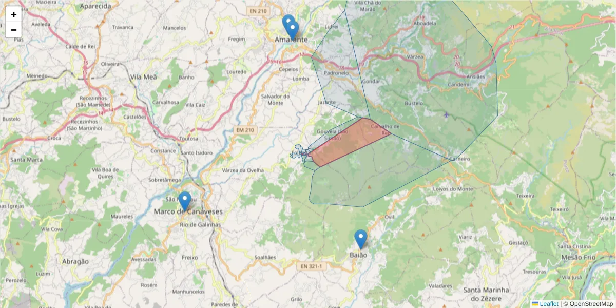 Mapa detalhado do código postal 4635-176 com limites, códigos postais vizinhos e agências dos correios
