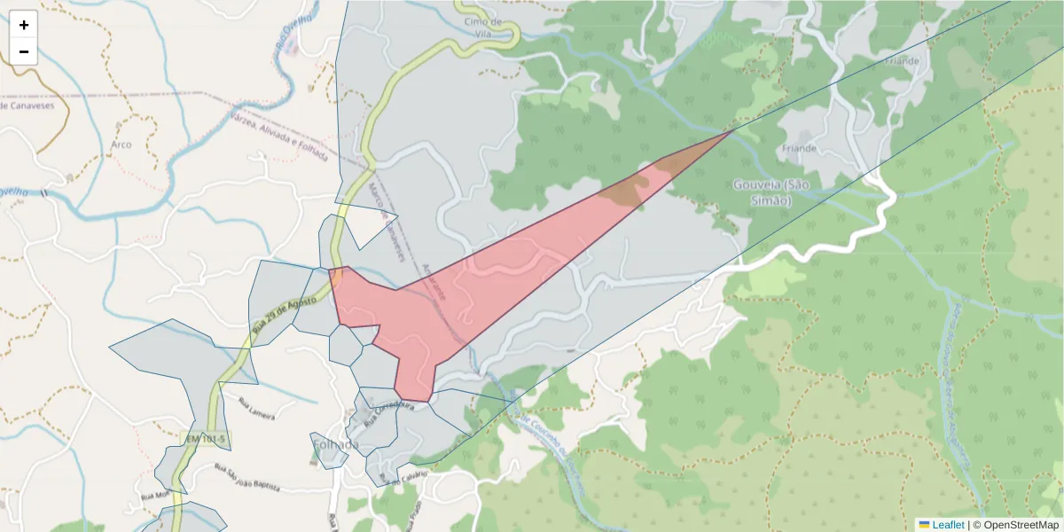 Mapa detalhado do código postal 4635-179 com limites, códigos postais vizinhos e agências dos correios