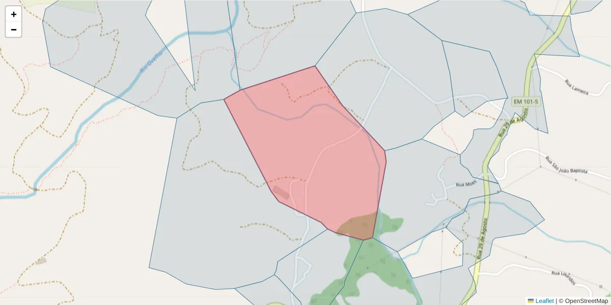 Mapa detalhado do código postal 4635-192 com limites, códigos postais vizinhos e agências dos correios