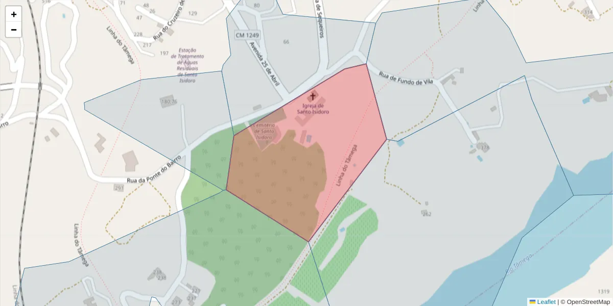 Mapa detalhado do código postal 4635-251 com limites, códigos postais vizinhos e agências dos correios