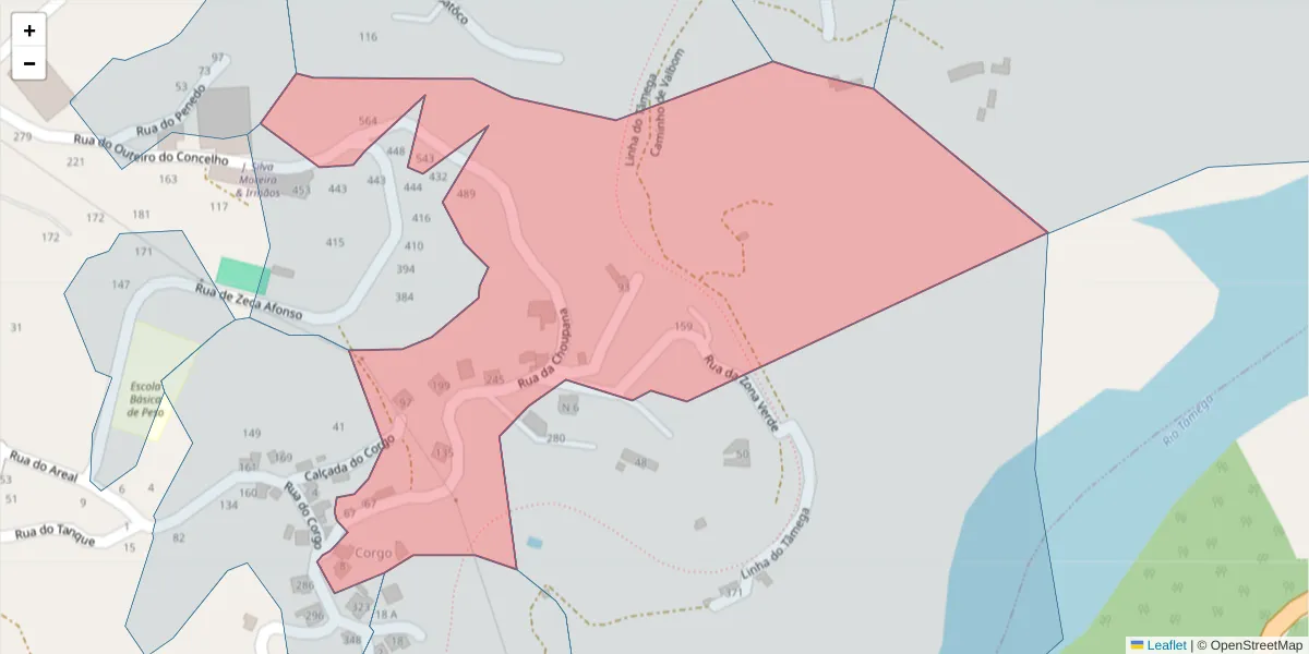 Mapa detalhado do código postal 4635-256 com limites, códigos postais vizinhos e agências dos correios
