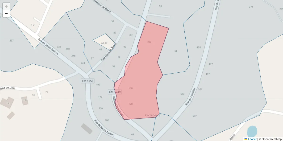Mapa detalhado do código postal 4635-257 com limites, códigos postais vizinhos e agências dos correios