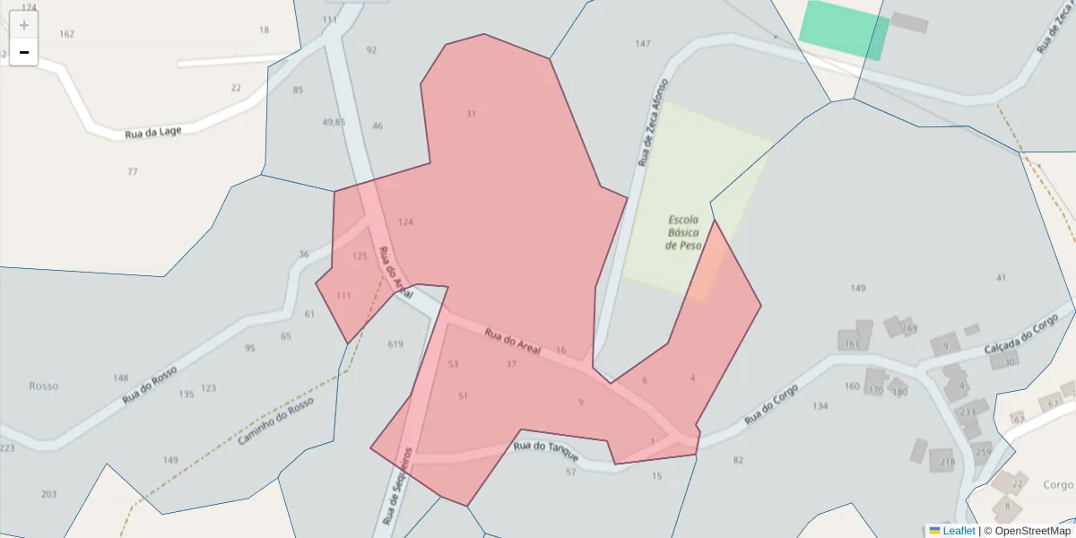 Mapa detalhado do código postal 4635-268 com limites, códigos postais vizinhos e agências dos correios