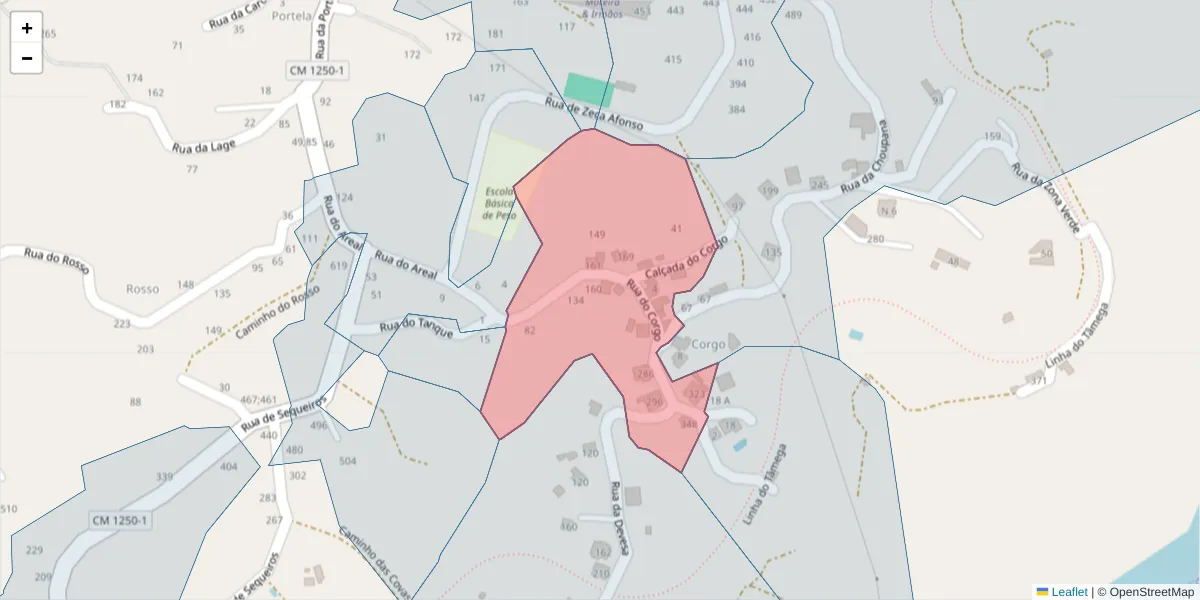 Mapa detalhado do código postal 4635-271 com limites, códigos postais vizinhos e agências dos correios