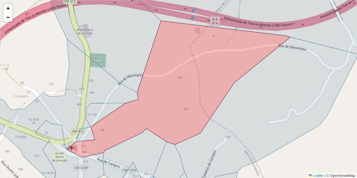 Mapa detalhado do código postal 4635-275 com limites, códigos postais vizinhos e agências dos correios