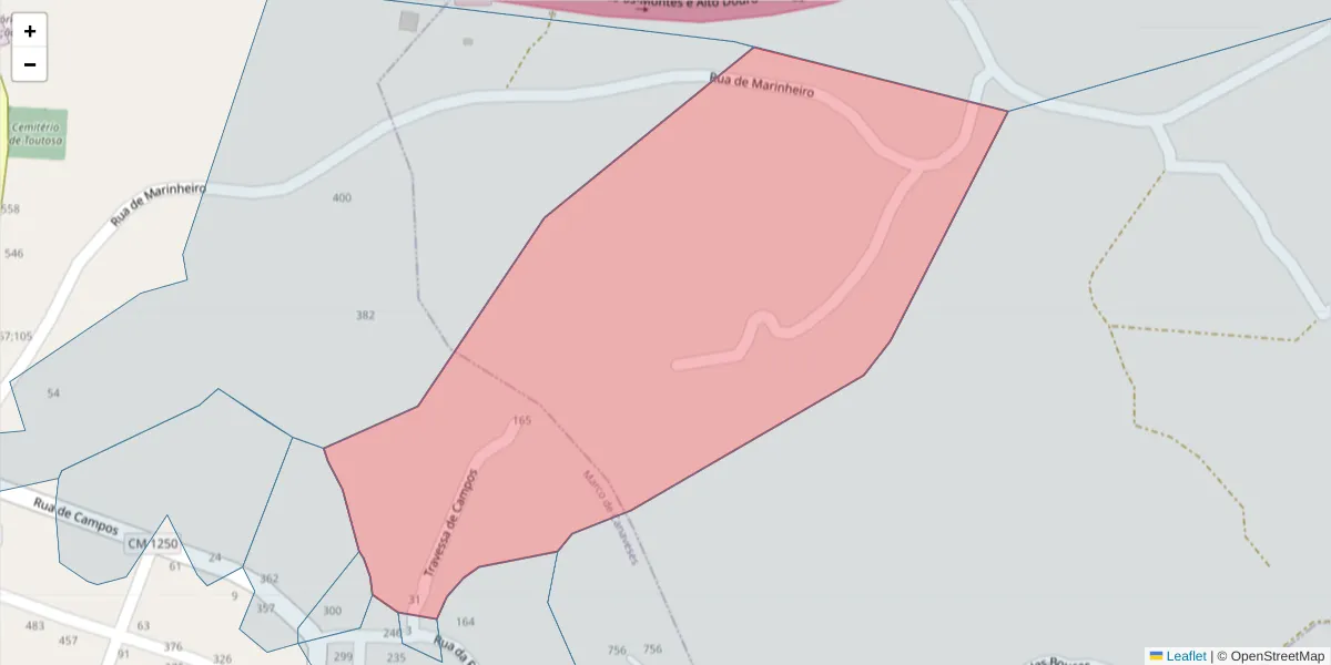 Mapa detalhado do código postal 4635-291 com limites, códigos postais vizinhos e agências dos correios
