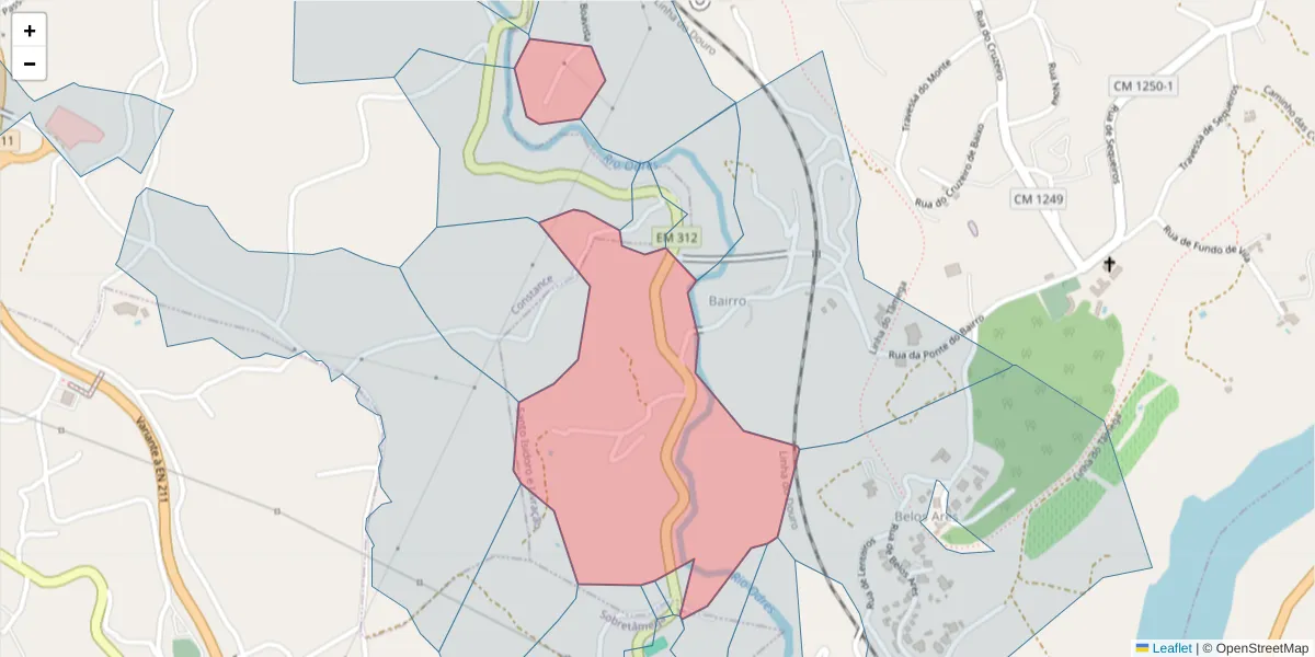 Mapa detalhado do código postal 4635-350 com limites, códigos postais vizinhos e agências dos correios