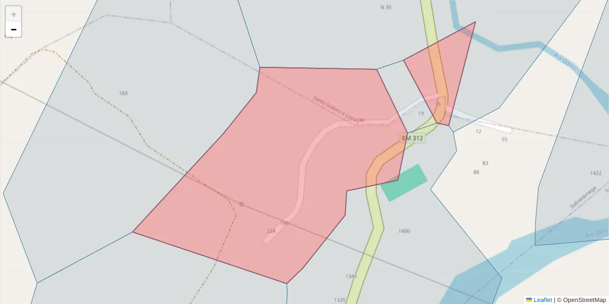 Mapa detalhado do código postal 4635-359 com limites, códigos postais vizinhos e agências dos correios