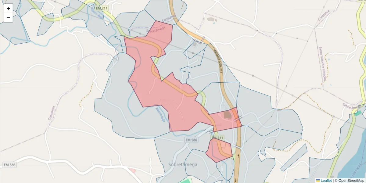Mapa detalhado do código postal 4635-385 com limites, códigos postais vizinhos e agências dos correios
