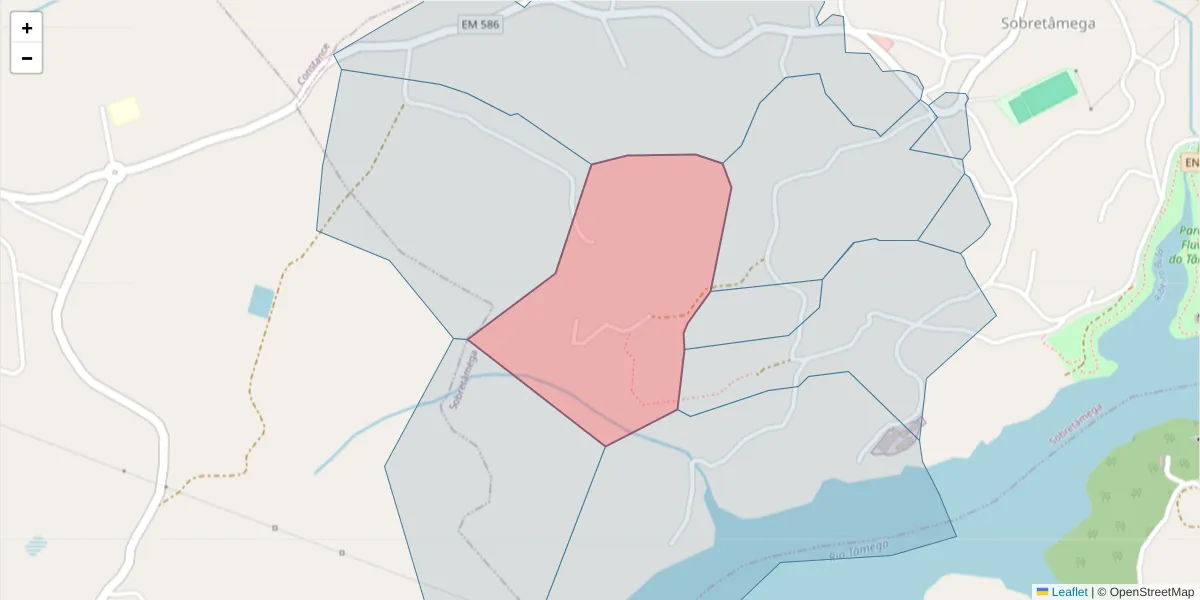Mapa detalhado do código postal 4635-395 com limites, códigos postais vizinhos e agências dos correios