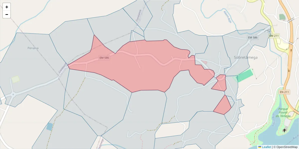 Mapa detalhado do código postal 4635-403 com limites, códigos postais vizinhos e agências dos correios