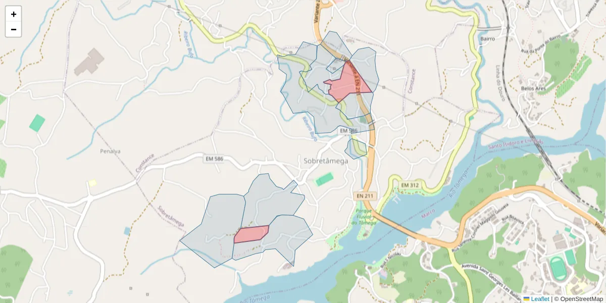 Mapa detalhado do código postal 4635-407 com limites, códigos postais vizinhos e agências dos correios