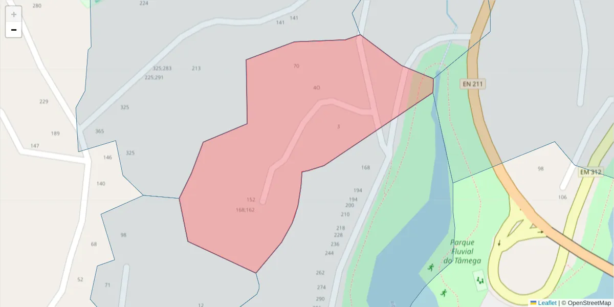 Mapa detalhado do código postal 4635-411 com limites, códigos postais vizinhos e agências dos correios