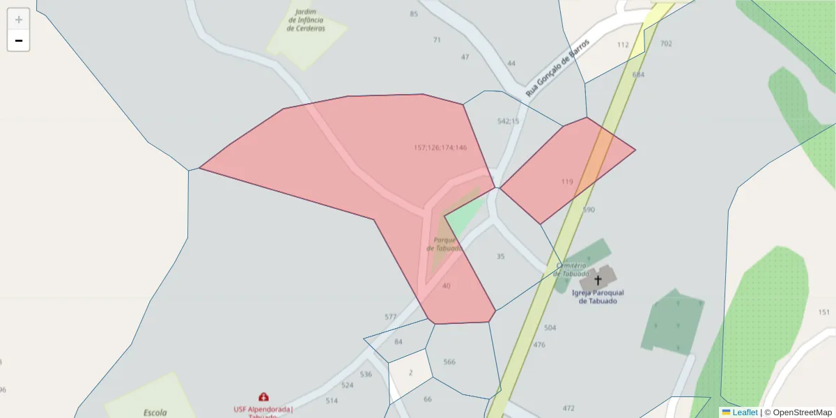 Mapa detalhado do código postal 4635-453 com limites, códigos postais vizinhos e agências dos correios
