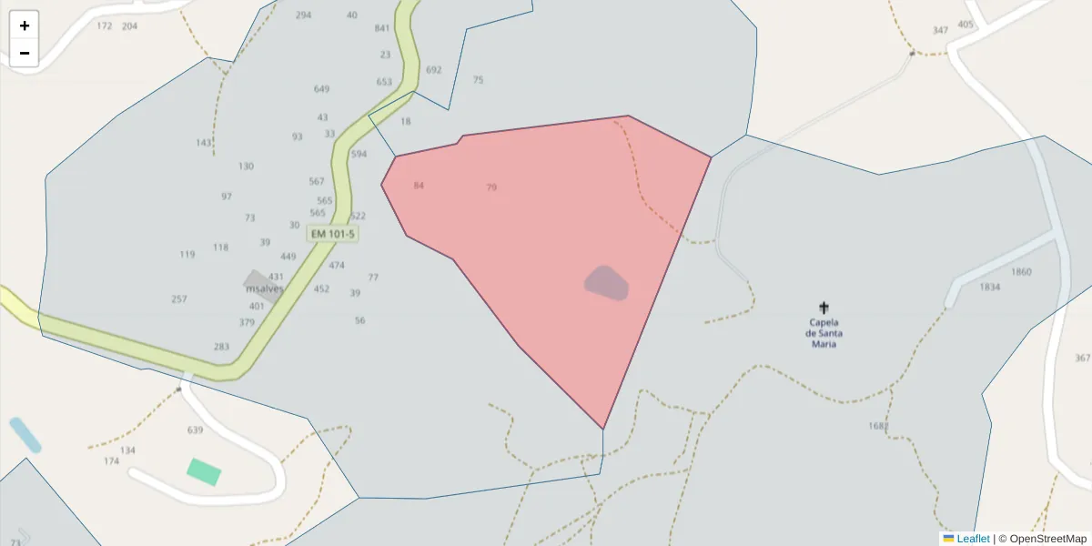 Mapa detalhado do código postal 4635-470 com limites, códigos postais vizinhos e agências dos correios