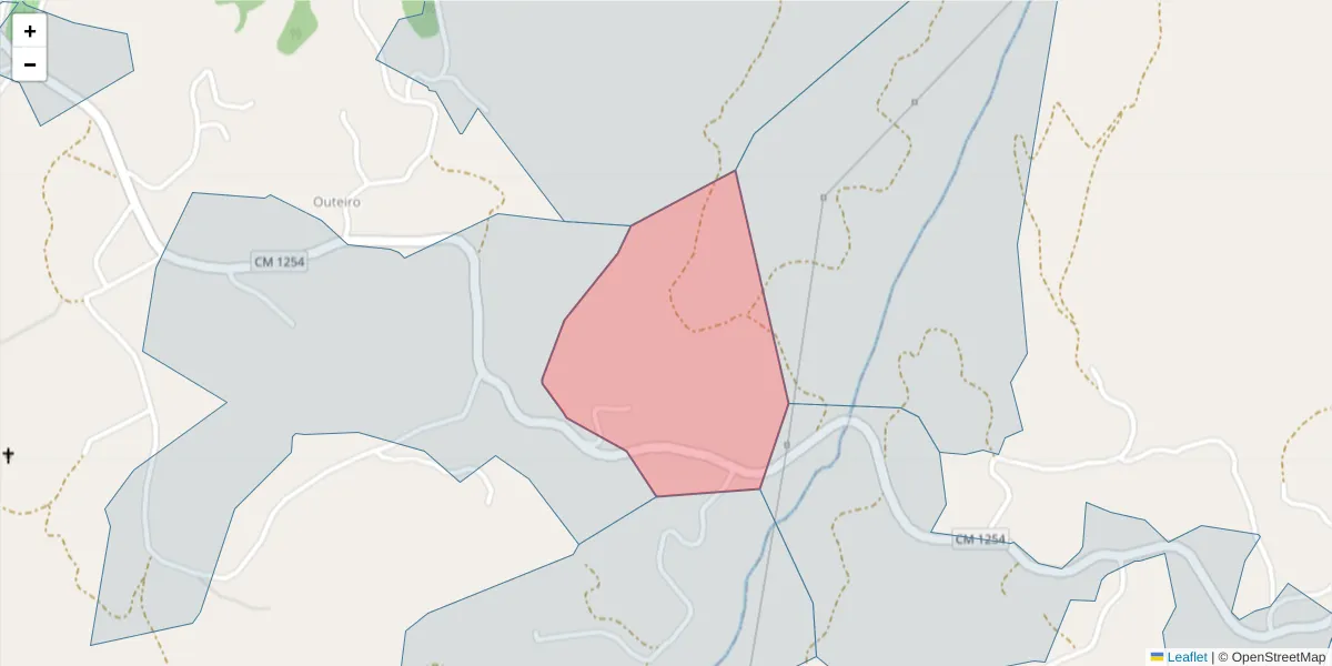 Mapa detalhado do código postal 4635-474 com limites, códigos postais vizinhos e agências dos correios